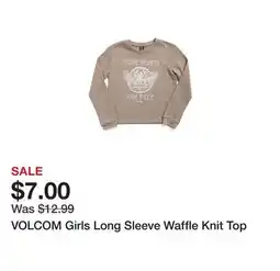 Marshalls VOLCOM Girls Long Sleeve Waffle Knit Top offer