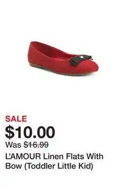Marshalls L'AMOUR Linen Flats With Bow (Toddler Little Kid) offer