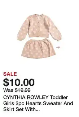 Marshalls CYNTHIA ROWLEY Toddler Girls 2pc Hearts Sweater And Skirt Set With Matching Hair Clip offer