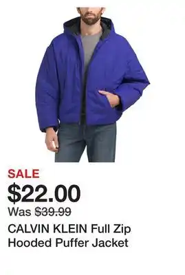 Marshalls CALVIN KLEIN Full Zip Hooded Puffer Jacket offer