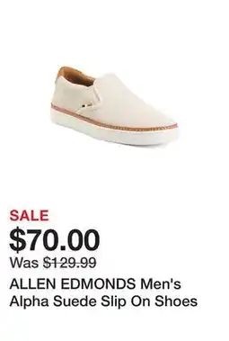 Marshalls ALLEN EDMONDS Men's Alpha Suede Slip On Shoes offer