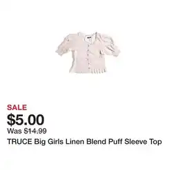 Marshalls TRUCE Big Girls Linen Blend Puff Sleeve Top offer