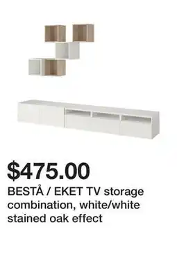 Ikea BESTÅ / EKET TV storage combination, white/white stained oak effect offer
