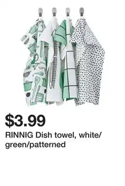 Ikea RINNIG Dish towel, white/green/patterned offer