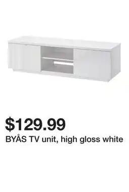 Ikea BYÅS TV unit, high gloss white offer