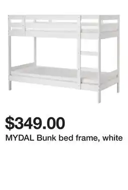 Ikea MYDAL Bunk bed frame, white offer