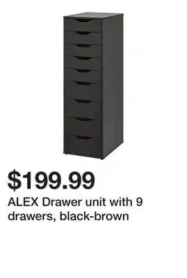 Ikea ALEX Drawer unit with 9 drawers, black-brown offer
