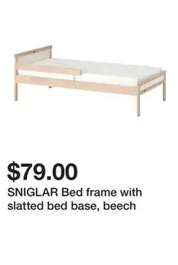 Ikea SNIGLAR Bed frame with slatted bed base, beech offer