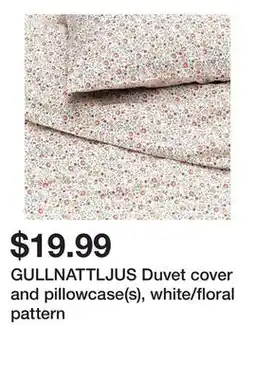 Ikea GULLNATTLJUS Duvet cover and pillowcase(s), white/floral pattern offer