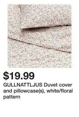 Ikea GULLNATTLJUS Duvet cover and pillowcase(s), white/floral pattern offer