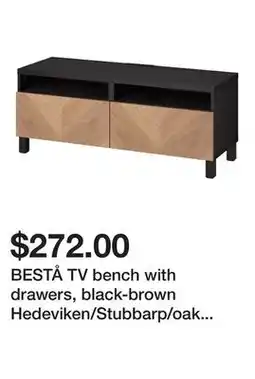 Ikea BESTÅ TV bench with drawers, black-brown Hedeviken/Stubbarp/oak veneer offer