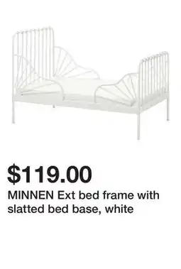 Ikea MINNEN Ext bed frame with slatted bed base, white offer