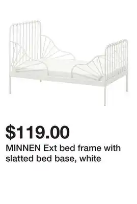 Ikea MINNEN Ext bed frame with slatted bed base, white offer