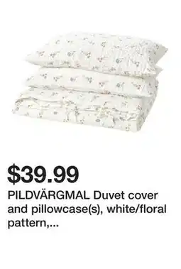 Ikea PILDVÄRGMAL Duvet cover and pillowcase(s), white/floral pattern, Full/Queen offer
