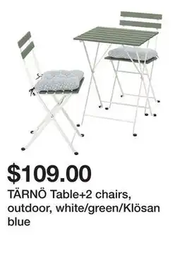 Ikea TÄRNÖ Table+2 chairs, outdoor, white/green/Klösan blue offer