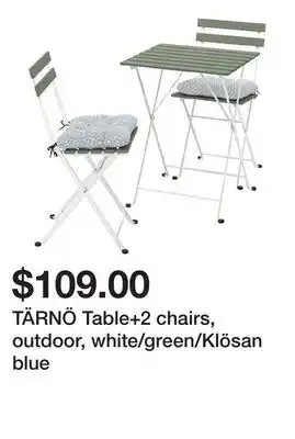 Ikea TÄRNÖ Table+2 chairs, outdoor, white/green/Klösan blue offer