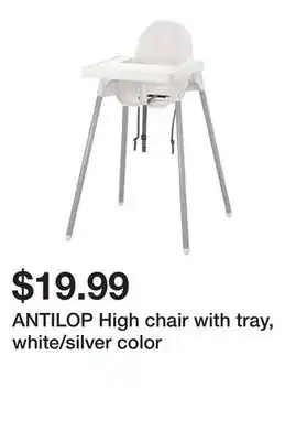 Ikea ANTILOP High chair with tray, white/silver color offer
