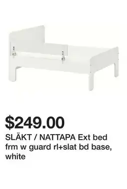 Ikea SLÄKT / NATTAPA Ext bed frm w guard rl+slat bd base, white offer