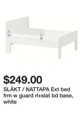 Ikea SLÄKT / NATTAPA Ext bed frm w guard rl+slat bd base, white offer