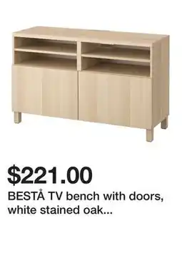 Ikea BESTÅ TV bench with doors, white stained oak effect/Lappviken/Stubbarp white stained oak effect offer