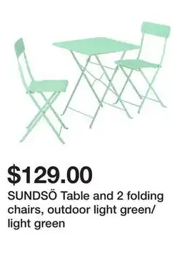 Ikea SUNDSÖ Table and 2 folding chairs, outdoor light green/light green offer