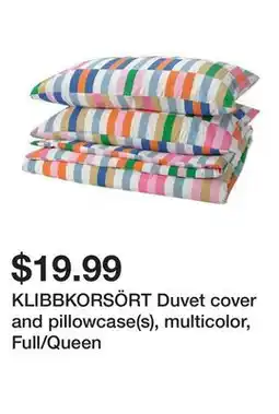 Ikea KLIBBKORSÖRT Duvet cover and pillowcase(s), multicolor, Full/Queen offer