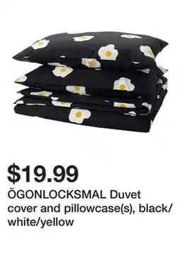Ikea ÖGONLOCKSMAL Duvet cover and pillowcase(s), black/white/yellow offer