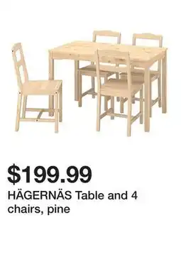 Ikea HÄGERNÄS Table and 4 chairs, pine offer