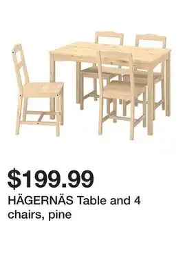 Ikea HÄGERNÄS Table and 4 chairs, pine offer