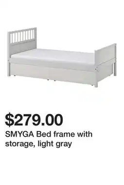 Ikea SMYGA Bed frame with storage, light gray offer
