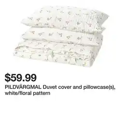 Ikea PILDVÄRGMAL Duvet cover and pillowcase(s), white/floral pattern offer