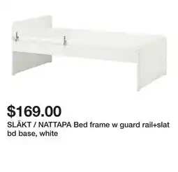 Ikea SLÄKT / NATTAPA Bed frame w guard rail+slat bd base, white offer
