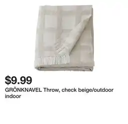 Ikea GRÖNKNAVEL Throw, check beige/outdoor indoor offer