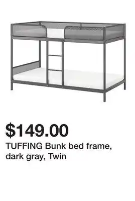 Ikea TUFFING Bunk bed frame, dark gray, Twin offer