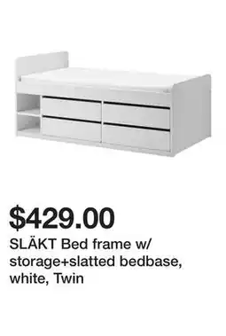 Ikea SLÄKT Bed frame w/storage+slatted bedbase, white, Twin offer