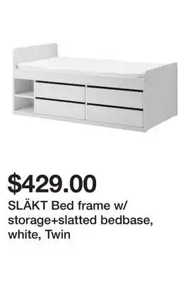 Ikea SLÄKT Bed frame w/storage+slatted bedbase, white, Twin offer
