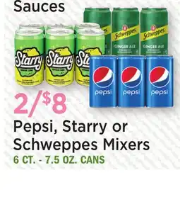 Heinen's Pepsi, Starry or Schweppes Mixers offer
