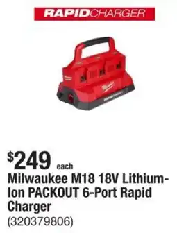The Home Depot Milwaukee M18 18V Lithium- Ion PACKOUT 6-Port Rapid Charger offer
