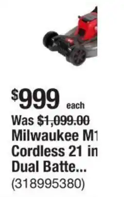 The Home Depot Milwaukee M1 Cordless 21 in Dual Batte... offer