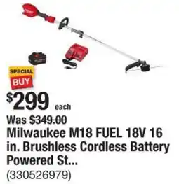 The Home Depot Milwaukee M18 FUEL 18V 16 in. Brushless Cordless Battery offer