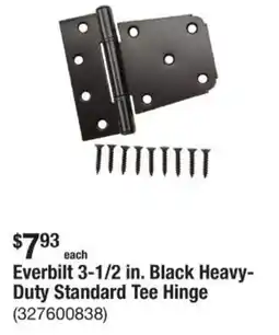 The Home Depot Everbilt 3-1/2 in. Black Heavy- Duty Standard Tee Hinge offer