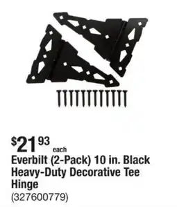 The Home Depot Everbilt (2-Pack) 10 in. Black Heavy-Duty Decorative Tee Hinge offer