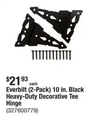 The Home Depot Everbilt (2-Pack) 10 in. Black Heavy-Duty Decorative Tee Hinge offer