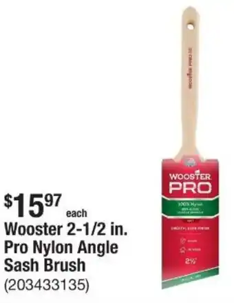 The Home Depot Wooster 2-1/2 in. Pro Nylon Angle Sash Brush offer