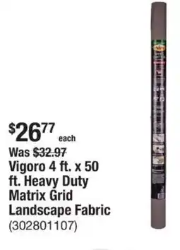 The Home Depot Vigoro 4 ft. x 50 ft. Heavy Duty Matrix Grid Landscape Fabric offer