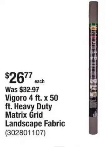 The Home Depot Vigoro 4 ft. x 50 ft. Heavy Duty Matrix Grid Landscape Fabric offer
