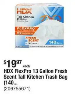The Home Depot HDX FlexPro 13 Gallon Fresh Scent Tall Kitchen Trash Bag (140... offer