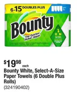 The Home Depot Bounty White, Select-A-Size Paper Towels (6 Double Plus offer
