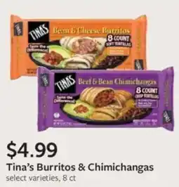 Fareway Tina's burritos & chimichangas offer