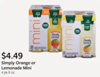 Fareway Simply orange or lemonade mini offer